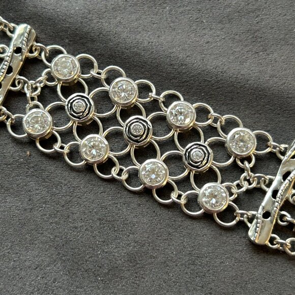 Silpada B2711 Sterling Silver & Cubic Zirconia Cavalier Chain Bracelet - Picture 2 of 5